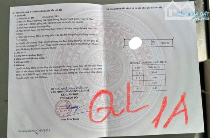 🌈🌈🌈  Cần bán Duy Nhất 1 lô đất Quốc Lộ 1A , tp phủ lý , Hà Nam dt 155m Giá chỉ 2.5 tỷ - 1