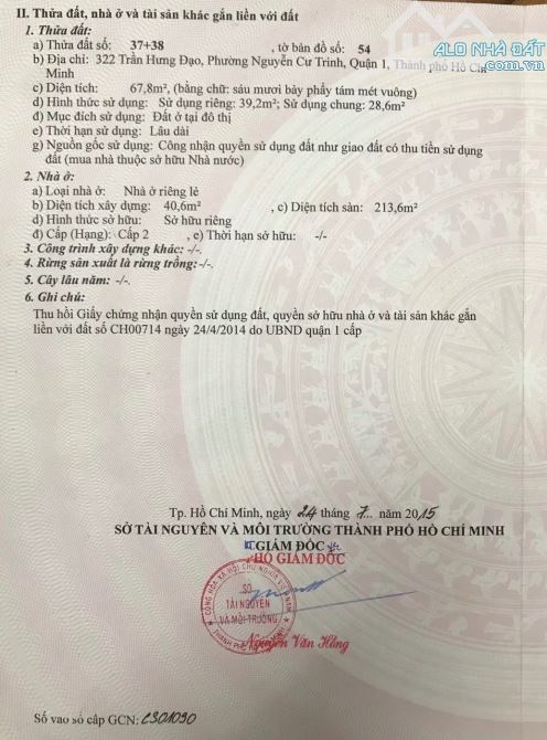 bán Góc 2 mặt tiền 322 TRẦN HƯNG ĐẠO-P.Nguyễn cư trinh- Q 1, 4.1x17m 31 tỷ, xem nhà ngay - 1
