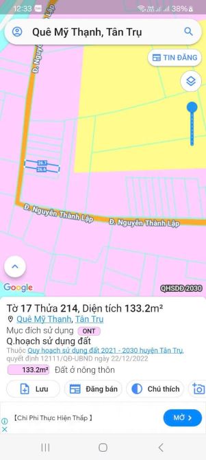 133m2 thổ đường Nguyễn thành lập Quê Mỹ thạnh_Tân trụ_Long An 545 triệu rẻ ngộp - 2