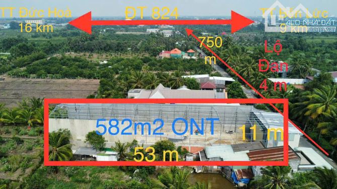 Nhà kho đường đan lộ ấp 8, xã Lương Hòa, Bến Lức, Long An dt 582 m2 giá 5 tỷ - 5