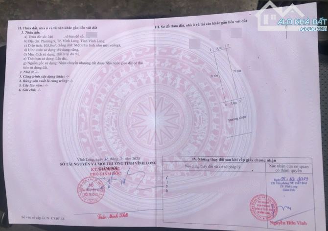Bán đất mặt tiền đối diện trường học, khu hành chính Phường 9 Tỉnh Vĩnh Long - 3