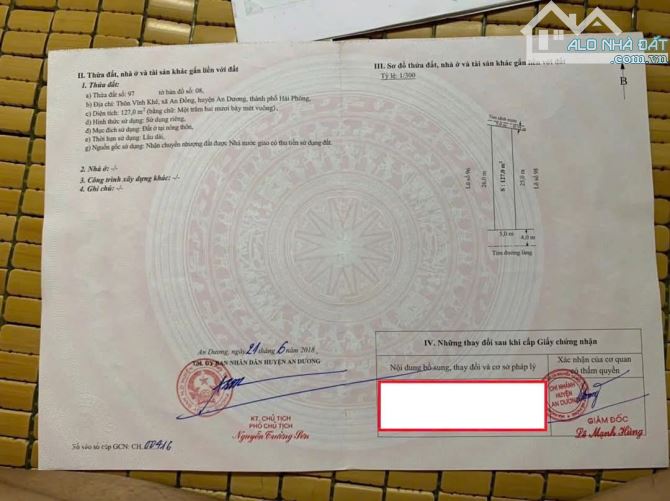 CẦN BÁN GẤP LÔ ĐẤT VỊ TRÍ ĐẸP, THÔN VĨNH KHÊ, XÃ AN ĐỒNG, HUYỆN AN DƯƠNG, HẢI PHÒNG