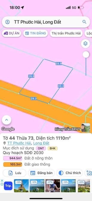 THỊ TRẤN PHƯỚC HẢI - ĐI BIỂN CHỈ 2KM 🌈DT 1110m2 - 29m x 40m - 100tc - 1