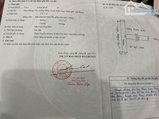 ✅ CẦN BÁN LÔ GÓC 137M NGANG 5M XÃ ĐẠI ĐỒNG , KIẾN THỤY , GẦ DỰ ÁN VIN. GIÁ CỈ 23 TRIỆU. - 1