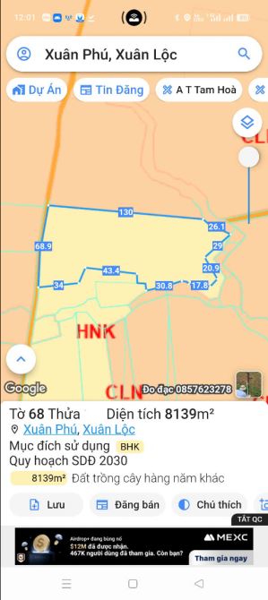 bán hơn 1,1 ha đất vườn bưởi Xuân Phú, Xuân Lộc cách lộ 1A 1km - 1
