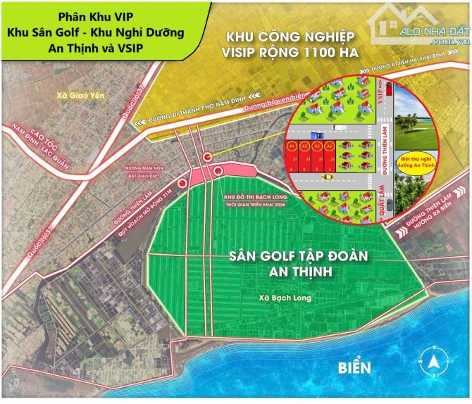 Cần bán đất 2 mặt tiền đường sát khu công nghiệp VSip 1100ha- Nam Định - 1