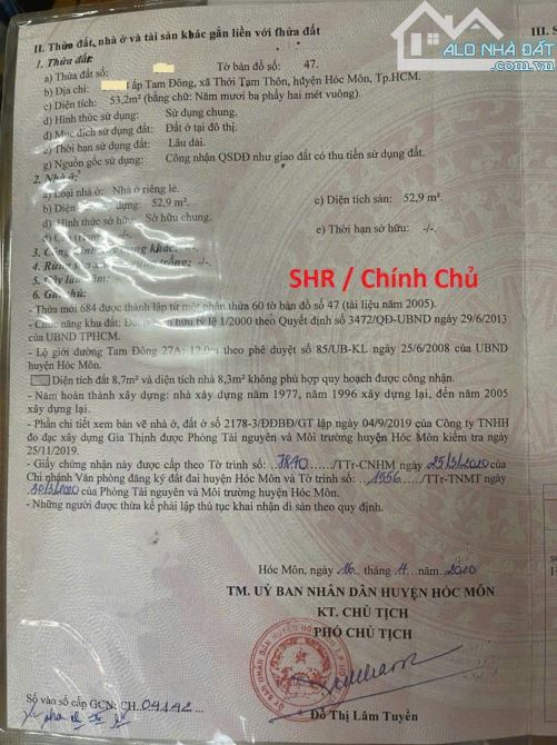 BÁN GẤP nhà 1 trệt 1 lầu nằm ở Thới Tam Thôn, Hóc Môn. Giá 1,75 TỶ - 5
