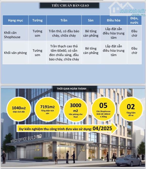 CHUYỂN NHƯỢNG TOÀ VĂN PHÒNG HẠNG B - SHOPHOUSE LẠC TRUNG 1235m2 - 10T - MT 50m - 350 TỶ - 6