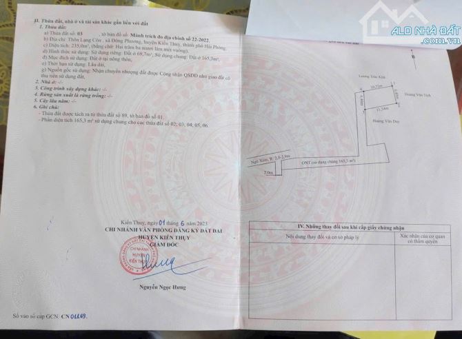 Bán đất Lạng Côn - Đông Phương - Kiến Thụy - Hải Phòng