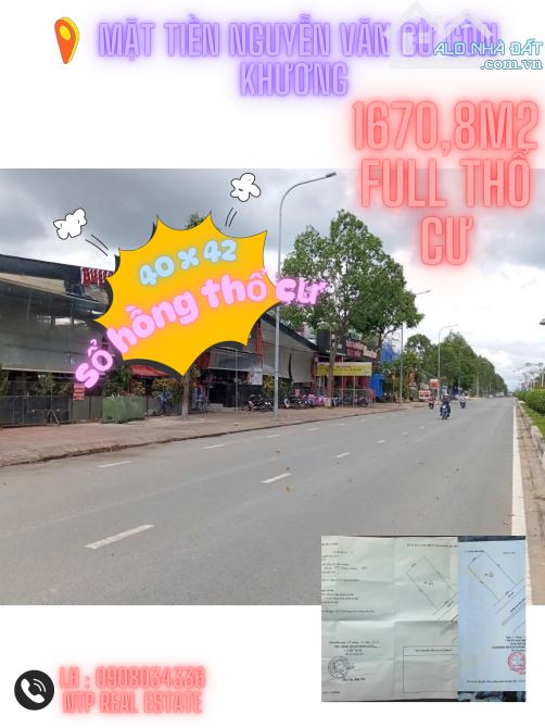 MẶT TIỀN 1670m2 ODT NGUYỄN VĂN CỪ CỒN KHƯƠNG