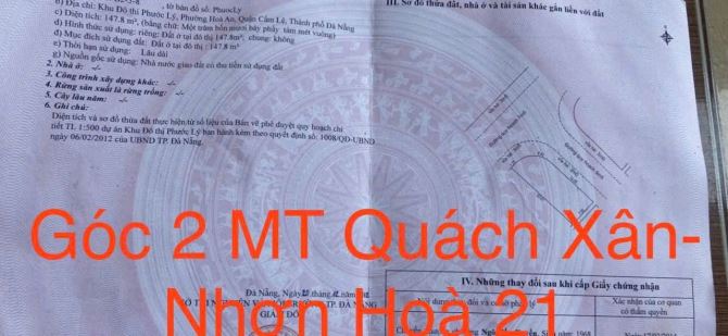 Đất rẻ đẹp nhất khu Phước Lý. 2 mặt tiền đường 7m5  Quách Xân  S= 148m2, Giá: 5.5 tỷ