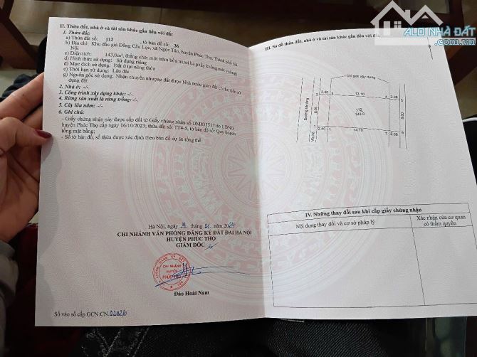 Bán 143m2 đất đấu giá Cầu Lọc tại Đường 32, Xã Ngọc Tảo, Phúc Thọ, Hà Nội. - 1