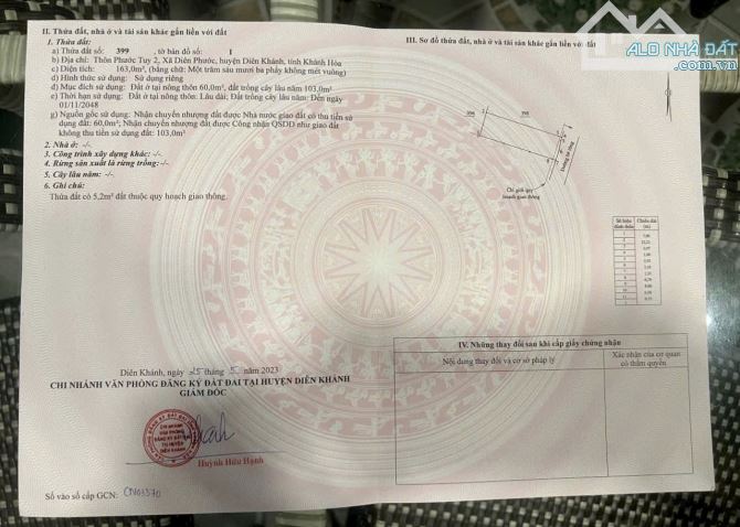 Bán đất 163m2 ngang 7m Diên Phước cách Thành Hồ chỉ 30m giá đầu tư 870 triệu - 1