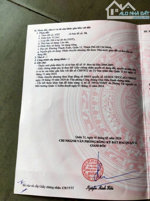 Đất thổ cư thạnh xuân 40, ngang 5, giá 4 tỷ , đường thông - 1
