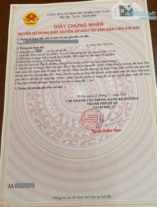 Bán nhà 1T2L 5x16m, mặt tiền Hai Bà Trưng p.Đông Hòa gần siêu thị Go Dĩ An - 1