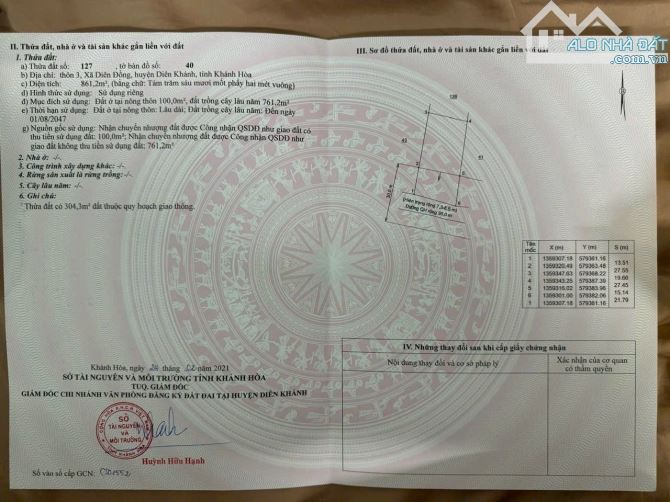 Bán lô đất biệt thự vườn Diên Đồng - Diên Khánh - đường QH 30m - sổ hồng - 2