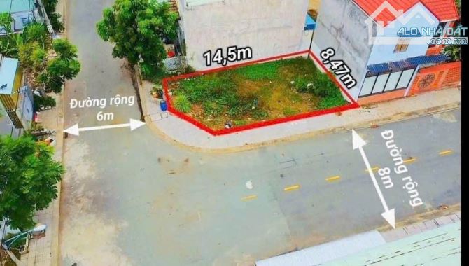 bán đất ngay góc 2 mặt tiền 8 mét diện tích 8,47x14,5m, sổ riêng giá 1 tỷ 950 còn tl - 2