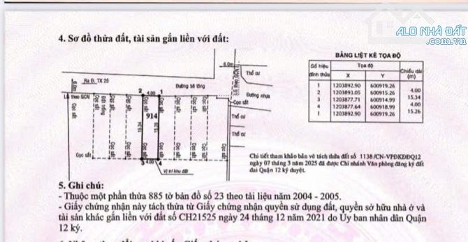 Đất thổ cư thạnh xuân 33, hướng bắc , giá 3,75 tỷ - 3