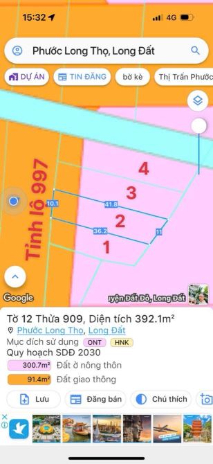 MẶT TIỀN TỈNH LỘ 997 - PHƯỚC LONG THỌ - BRVT - NGAY CẠNH KHU CÔNG NGHIỆP ĐẤT ĐỎ - 4