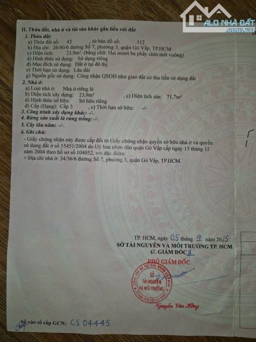 Bán căn nhà quận Gò Vấp có thể dọn vô ở luôn