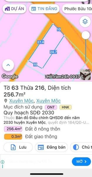 NỢ BANK CẦN BÁN GẤP LÔ ĐẤT XUYÊN MỘC 270M2 GIÁ CHỈ NHỈNH 1TY - 2