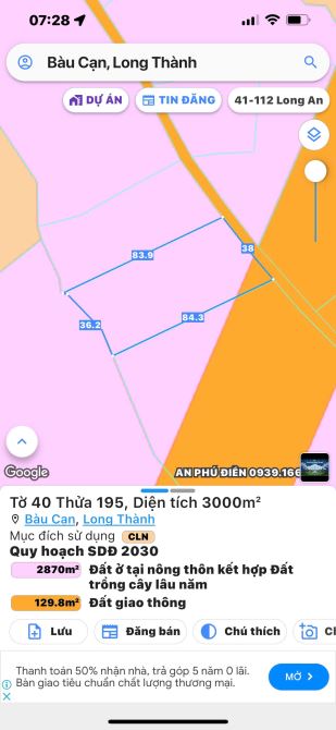 Bán gần 1 mẫu 6 bàu cạn tiếp giáp 770 b giá mềm đầu tư - 2