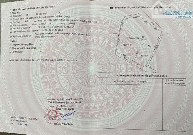 1ty380tr lô 2345m - 400 tc! Cách Côn Sơn Kiếp Bạc 3,5 km. Nghỉ dưỡng gần vành đai 5.