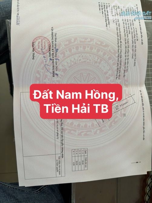 Đất Nam Hồng, Tiền Hải TB gần biển Cồn Vành giá chỉ hơn 700tr tiềm năng tăng giá cao