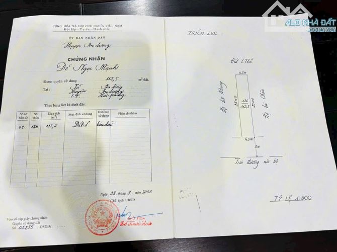 Bán 112,5m2 đất Vân Tra An Đồng An Dương