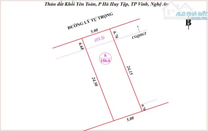 Bán 156m2 đất kinh doanh mặt đường Lý Tự Trọng - Hà Huy Tập