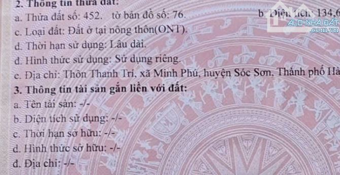 ✨️Thanh Trí-Minh Phu-Sóc Sơn-HN 📕 135m=17tr/m