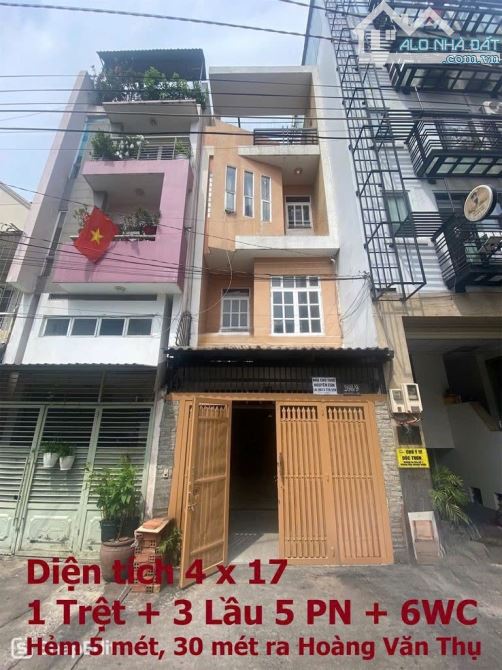 NHÀ ĐẸP 4 TẦNG HXH HOÀNG VĂN THỤ,  TÂN BÌNH – 5PN, GIÁ HƠN 18TR XÍU.