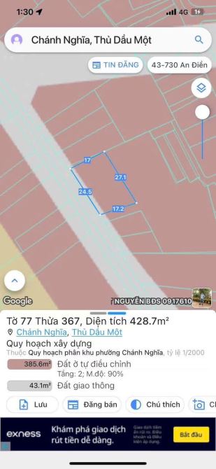 Bán đất Phường Chánh Nghĩa (10x20) Ngay Ngã 4 Gò Đậu - 1