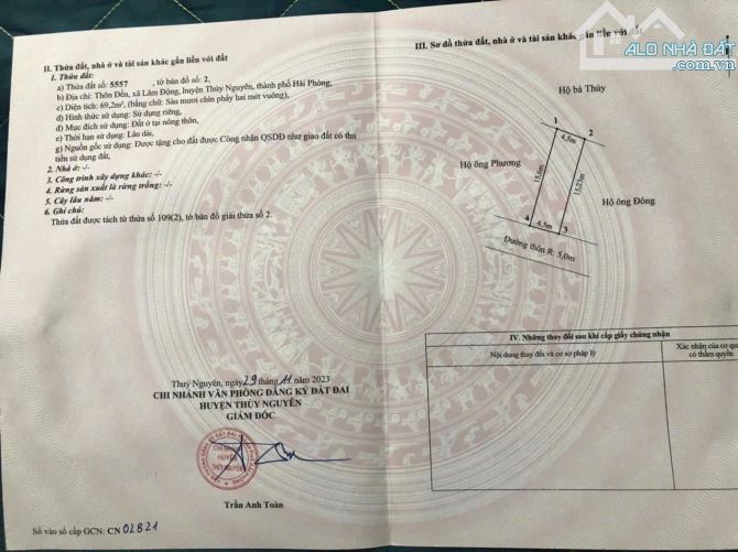Siêu phẩm trục thôn trải nhựa Lâm Động - Thuỷ Nguyên ✅ 69m giá 2,3x tỷ - 1