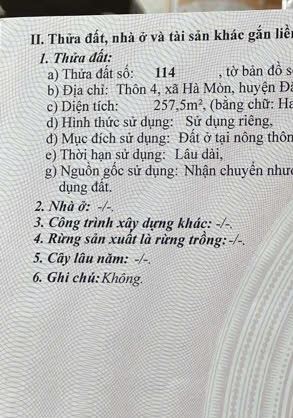 Chính chủ bán 257.5m2 full thổ cư, 3 mặt tiền, trong khu dân cư, gần chợ Hà Mòn - 1