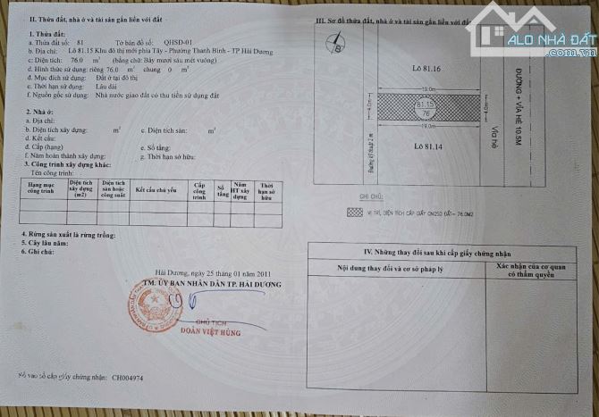 Bán lô đất vị trí cực đẹp quay vườn hoa khu đô thị phía tây nam cường thành phố hải dương