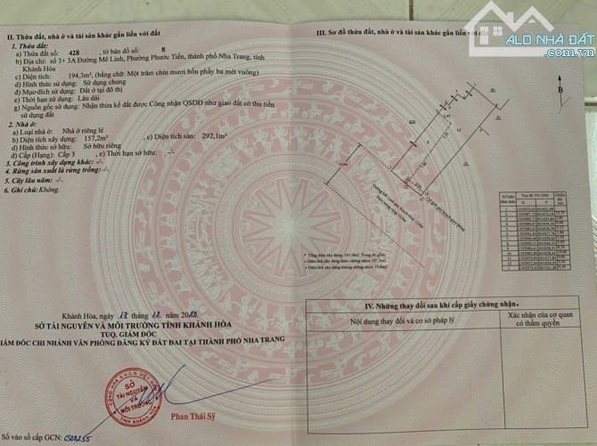 Bán nhà đất đường Mê Linh, TTTP Nha Trang. Đang cho thuê. 194m2 ngang 8m. Giá bán 23 tỷ