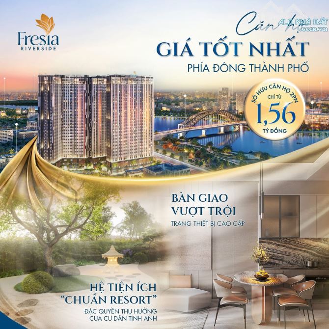 CĂN HỘ VEN SÔNG GIÁ CHỈ 1,56 TỶ – GẦN AEON MALL, METRO NỐI DÀI. THANH TOÁN 10% KÝ HĐMB