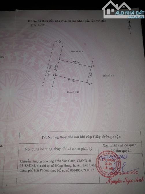 Bán đất ngách 21/172 Cát Linh – Tràng Cát cách đường nhựa 20m oto lọt thẳng nhà.