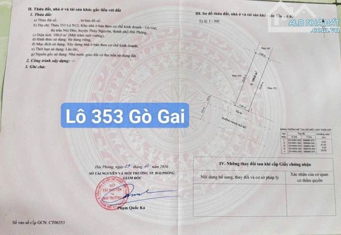 BÁN LÔ ĐẤT TẠI KHU ĐÔ THỊ GÒ GAI - THỦY NGUYÊN gần trường tiểu học vị trí buôn bán giá tốt