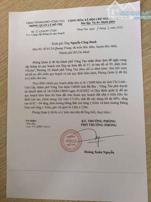 BÁN NHÀ C4 KHU DU LỊCH CHÍ LINH. P10.TP VŨNG TÀU. S=11.5X17=195M2 THỔ CƯ 100% - 1