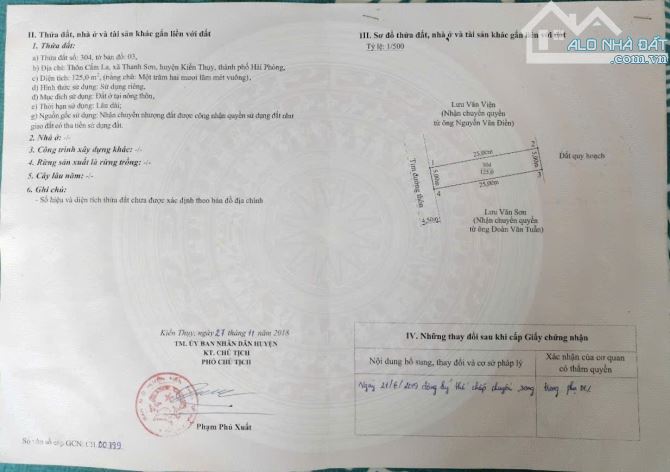 Bán lô đất 125m2 ngang 5m trục thôn Cẩm La Thanh Sơn Kiến Thụy giá 2,25 tỷ