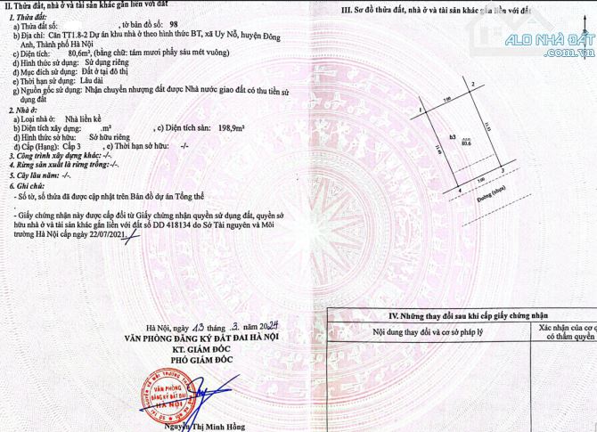Bán liền kề diện tích 81m mặt tiền 7 m hướng Đông Nam