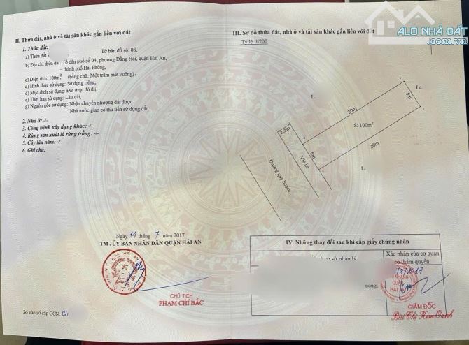 🌈Bán lô đất đẹp tại TĐC Sở Tư Pháp, Đằng Hải Hải An, Hải Phòng - Dtmb: 100 m2, ngang 5m,