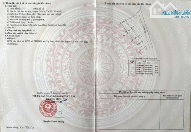 Bán lô đất 5*19m (95m2) SHR, Tân An Hội, Củ Chi. Giá 1,5 tỷ - 1