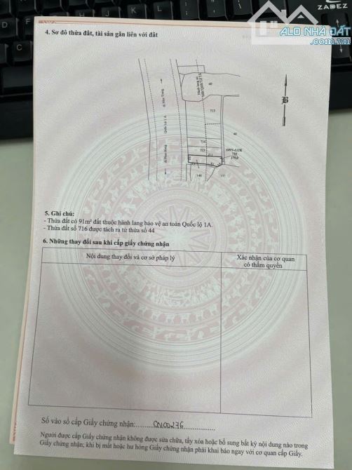 Chính chủ bán nhanh 179m2 mặt tiền QL1A (có 88m thổ cư – 6m x 27m), thôn Suối Đá, xã Lợ - 2