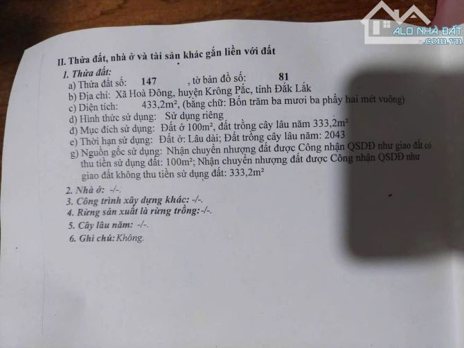 Cần bán lô đất biệt thự tại thôn Hoà Bắc xã Hoà Đông - Krong Pắc DakLak - 2