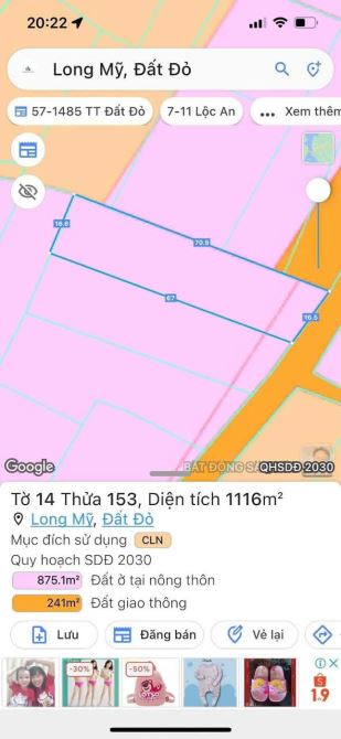 BÁN LÔ ĐẤT ĐẸP NGAY TL44B - TT PHƯỚC HẢI ,LONG ĐẤT , ngang 16,5m x 67m sẵn 100m tc - 3