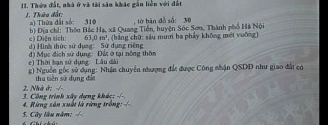 ✨️bắc hạ- quang tiến- sóc sơn HN 📕dt. 63m full thổ cư. Mt=hậu=4m50 🌻gần trục đường Bắc H - 3