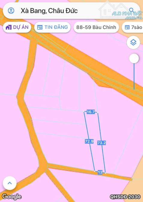 Bán khoảng 1 sào (1038m2) đất Xà Bang, huyện Châu Đức, BRVT.